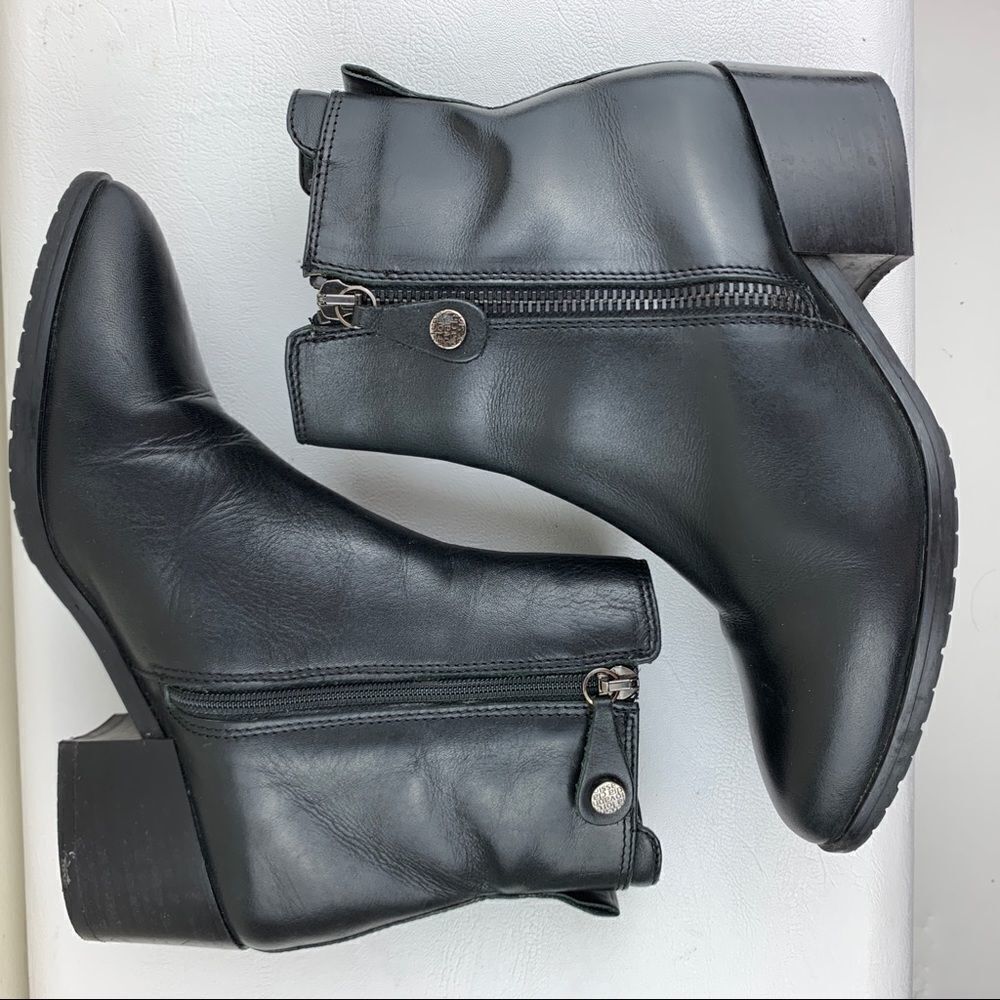 ‎Fabianelli Black Leather Heeled Side-zip Booties S6